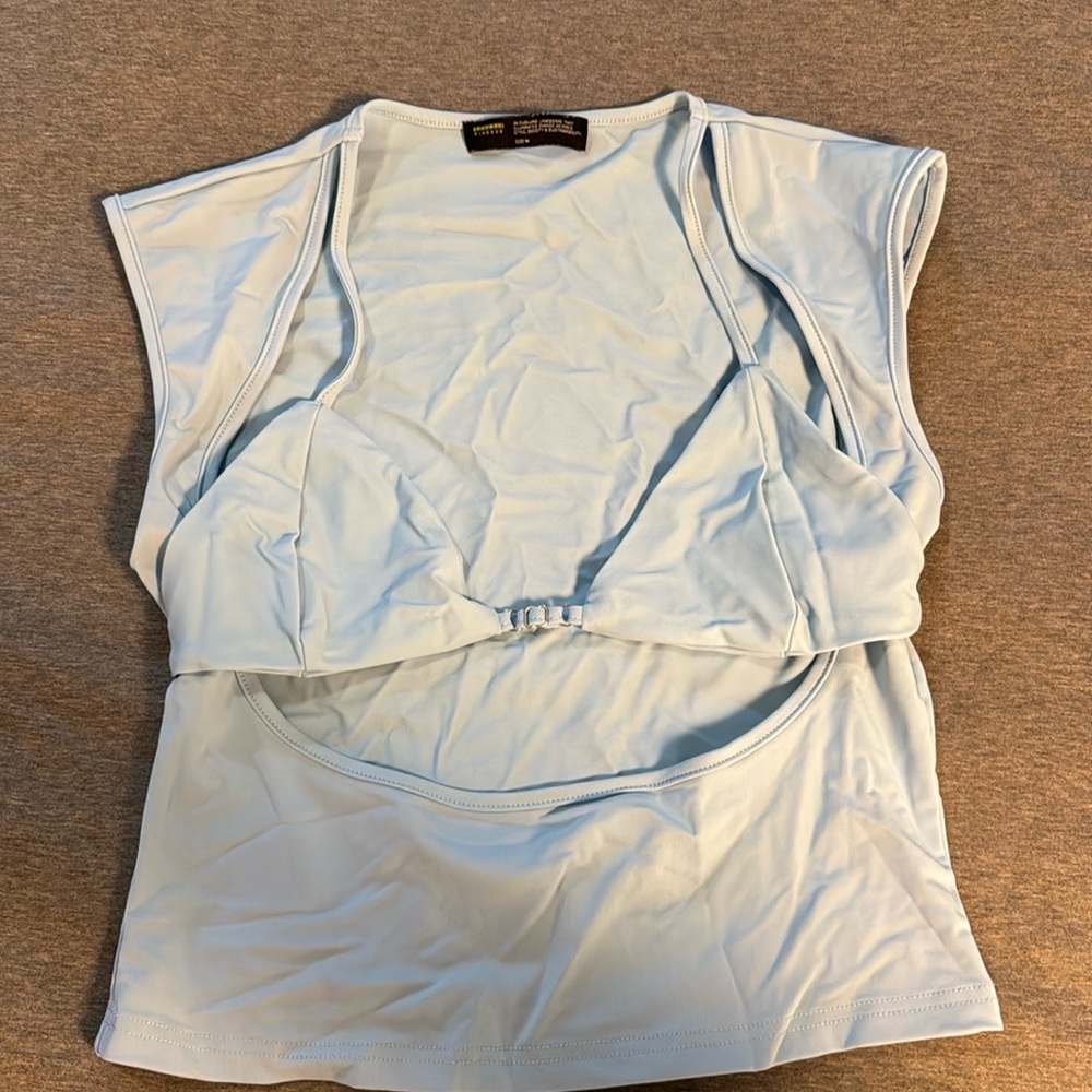 Finesse multi piece light blue top